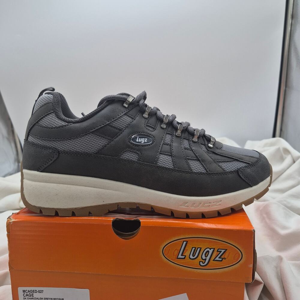 NEW Lugz Cage Oxford Sneaker Athletic Dark Charcoal Dark Grey Men's size 9D